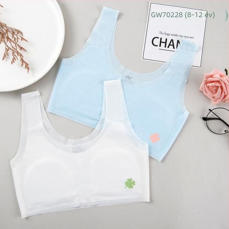 Kislányoknak készült, varrásmentes pamut melltartó a fejlődési időszakhoz, A-s biztonsági osztály, 95% pamut