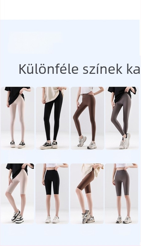 Női ultra vékony leggings, magas elasztikussággal, tejbőr hatású textúrával és hűsítő érzetű, mikro nyomás a jóga és a hasizom formálásáért