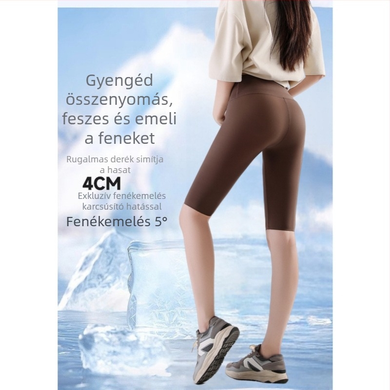 Női ultra vékony leggings, magas elasztikussággal, tejbőr hatású textúrával és hűsítő érzetű, mikro nyomás a jóga és a hasizom formálásáért