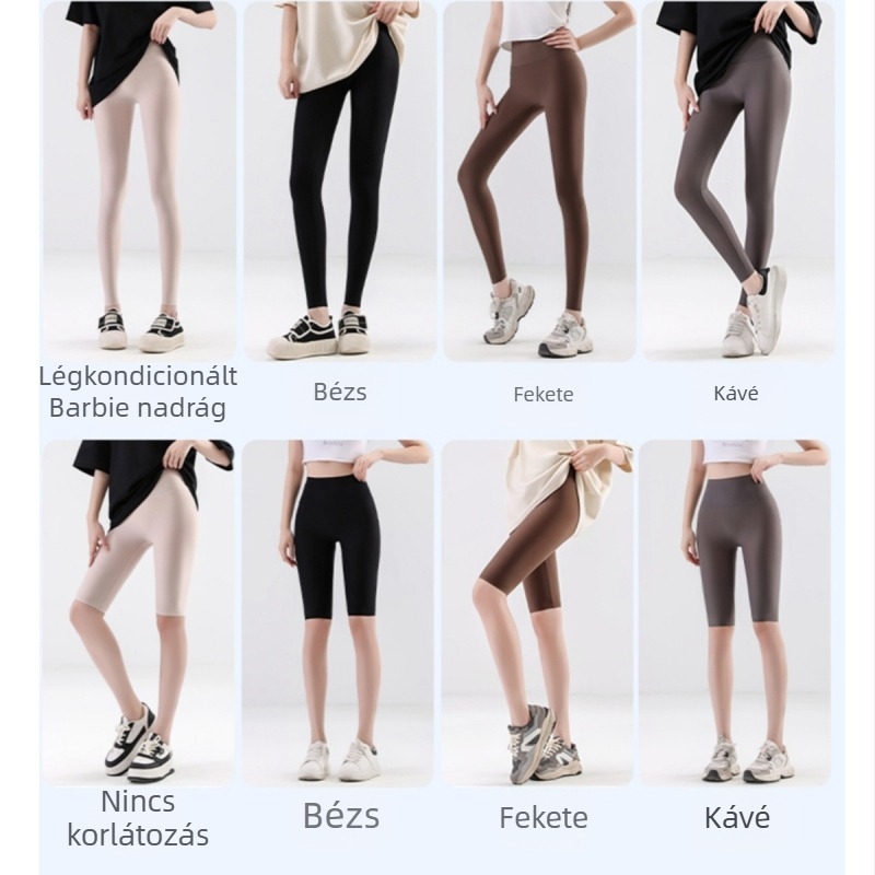 Női ultra vékony leggings, magas elasztikussággal, tejbőr hatású textúrával és hűsítő érzetű, mikro nyomás a jóga és a hasizom formálásáért