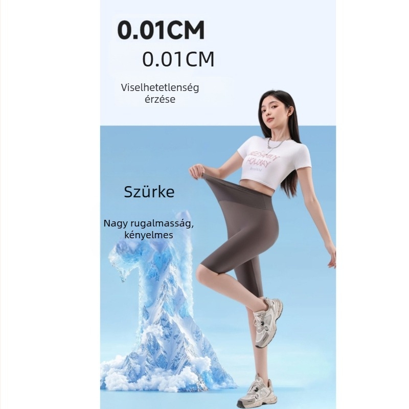 Női ultra vékony leggings, magas elasztikussággal, tejbőr hatású textúrával és hűsítő érzetű, mikro nyomás a jóga és a hasizom formálásáért