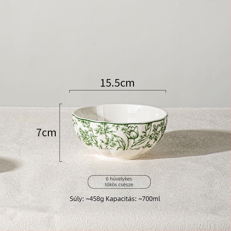 Porcelán étkészlet virágmintás — Rainforest sorozat, kerek forma, modern minimalista stílus