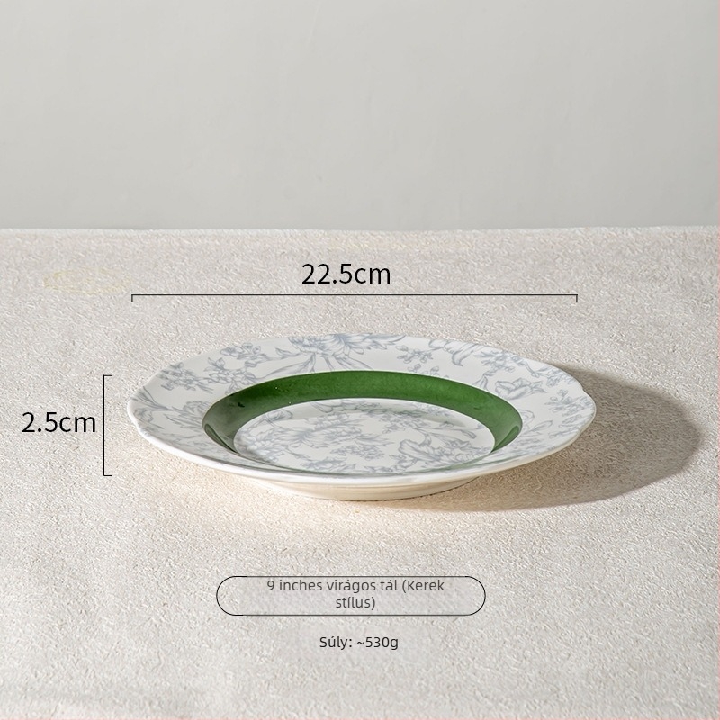 Porcelán étkészlet virágmintás — Rainforest sorozat, kerek forma, modern minimalista stílus