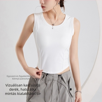 Nélkül vállú top beépített melltartóval, slim fit, pamut, magas elasztikusság, nem levehető vállpántok, utcai hipster stílus, tavasz 2024