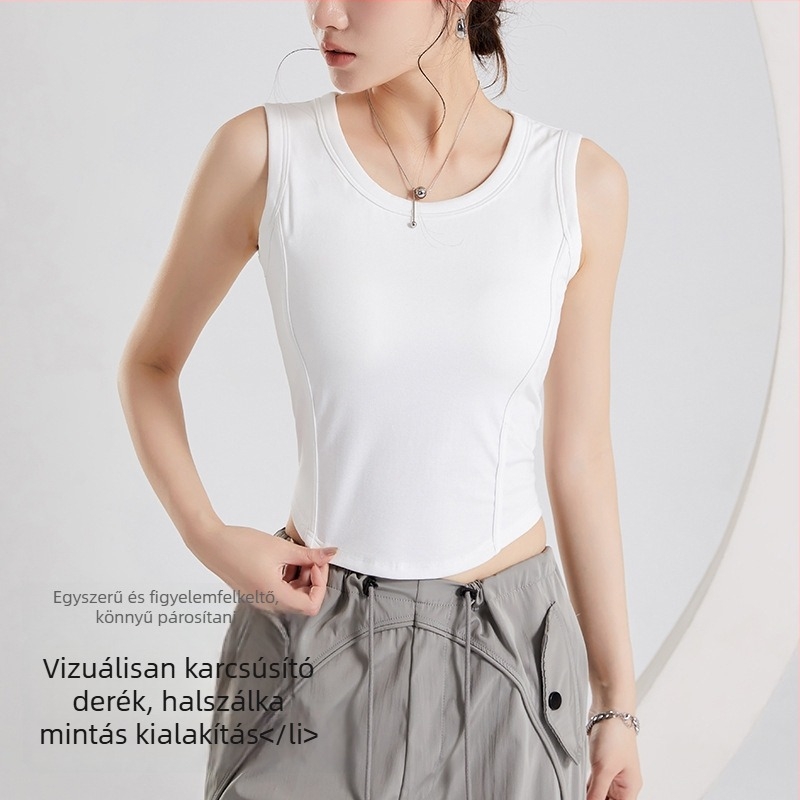 Nélkül vállú top beépített melltartóval, slim fit, pamut, magas elasztikusság, nem levehető vállpántok, utcai hipster stílus, tavasz 2024