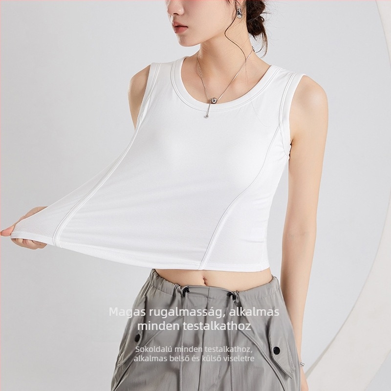 Nélkül vállú top beépített melltartóval, slim fit, pamut, magas elasztikusság, nem levehető vállpántok, utcai hipster stílus, tavasz 2024