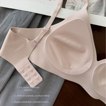 Zökkenőmentes sportmelltartó nőknek kis melltartóhoz, 3/4 kosár, formázott kosár (felső rész vékony, alsó rész vastag); nejlon anyag; bélés 50–70% spandex; rögzített pántok; hátul dupla sor csat; lélegző, támasztó, összegyűjtő