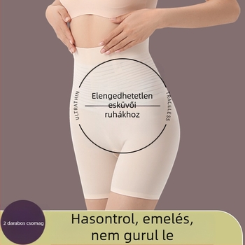 Sima női fehérnemű esküvői fotózáshoz, fehér és testszínű árnyalatok, haskontrollal és csípőemeléssel, boxer-stílusú alsó