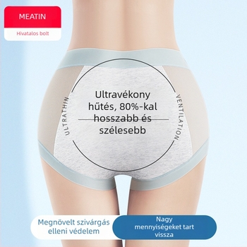 Tea-polifenolokkal ellátott középmagas derekú menstruációs alsónemű, 100% pamut betéttel, ultra vékony, lélegző, szivárgásmentes, szélesebb és hosszabb ágyékkal