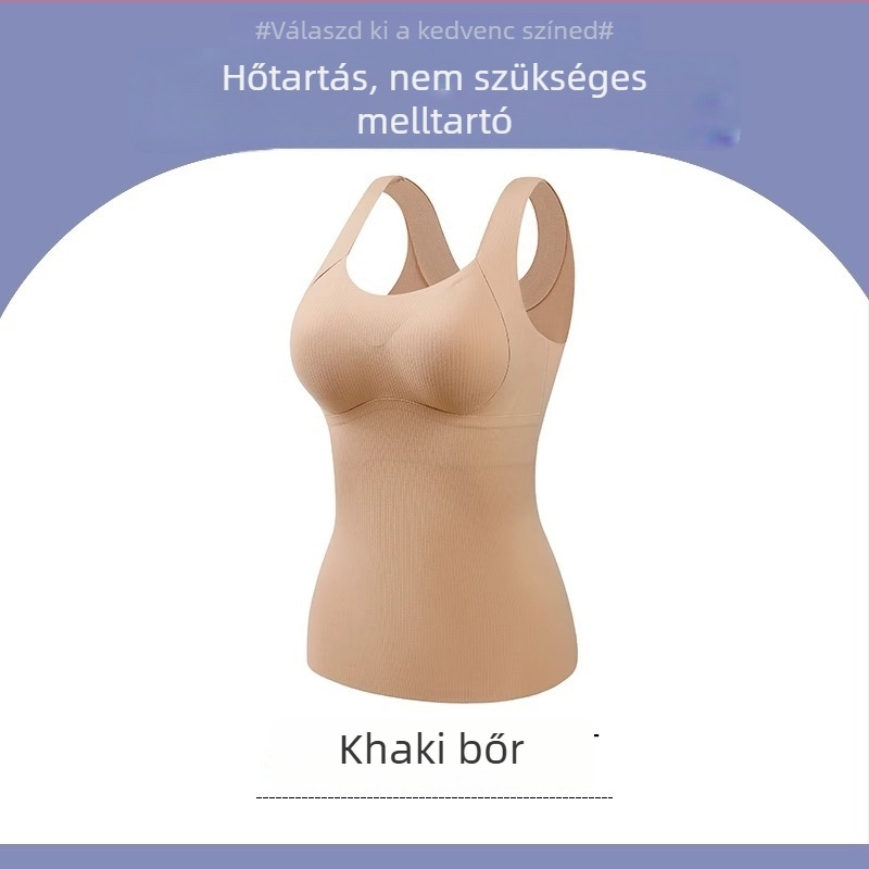 Plusz méretű női meleg mellény fleece-béléssel, vastagabb fűtött belső réteg, beépített melltartó párnázottal, őszi–téli szezonra