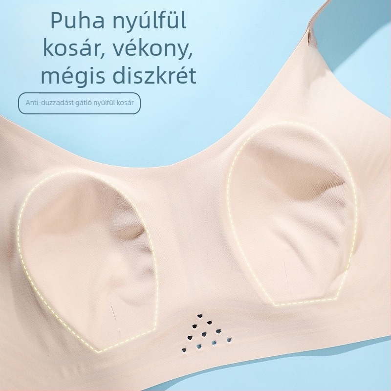 Sima varrat nélküli melltartó nyuszi fülű kosarakkal, ultra vékony formázott kosár, hátul négy kapocs, fix dupla vállpántok