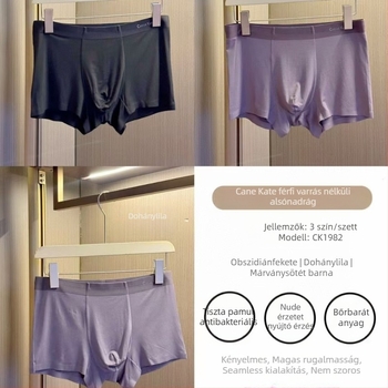 Férfi boxeralsó, seamless, középmagas derék, Modal anyag, Jacquard szövet, egyszínű minta