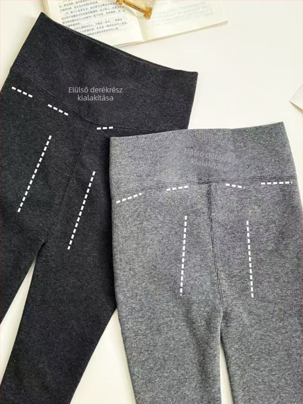 Női magas derekú fleece-béléssel ellátott téli leggings, egyszínű, meleg és vastag
