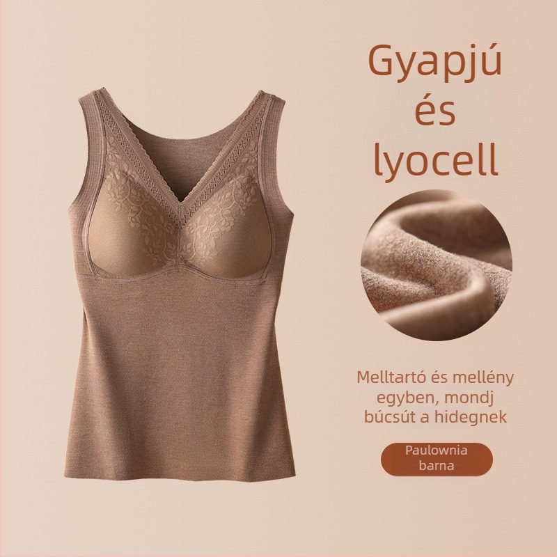Női őszi-téli dupla oldalú bolyhos gyapjú-vest mellkas párnával