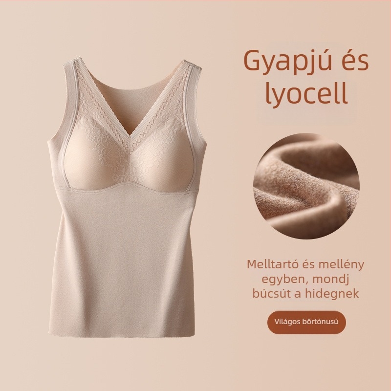 Női őszi-téli dupla oldalú bolyhos gyapjú-vest mellkas párnával