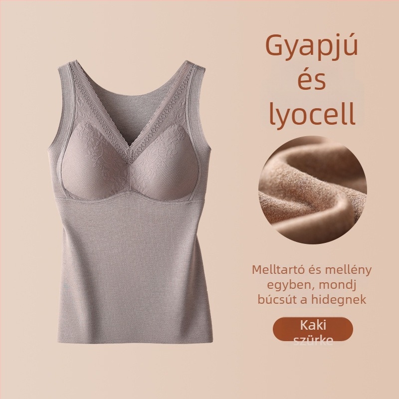 Női őszi-téli dupla oldalú bolyhos gyapjú-vest mellkas párnával