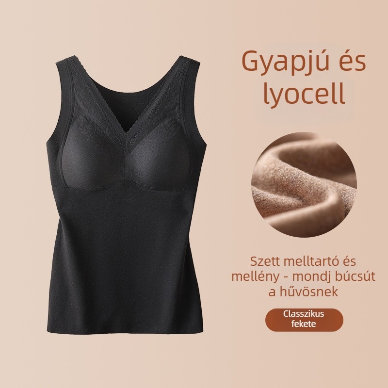 Női őszi-téli dupla oldalú bolyhos gyapjú-vest mellkas párnával
