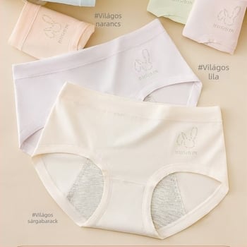 Chenglixin 66019 Lányok középmagasságú derekú menstruációs fehérnemű, fésült pamut, szivárgásmentes és kényelmes