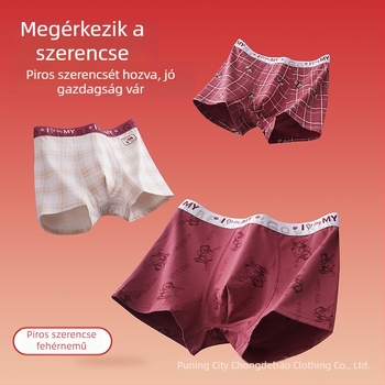 Férfi piros pamut boxeralsó középmagas derekú