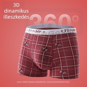 Férfi piros pamut boxeralsó középmagas derekú