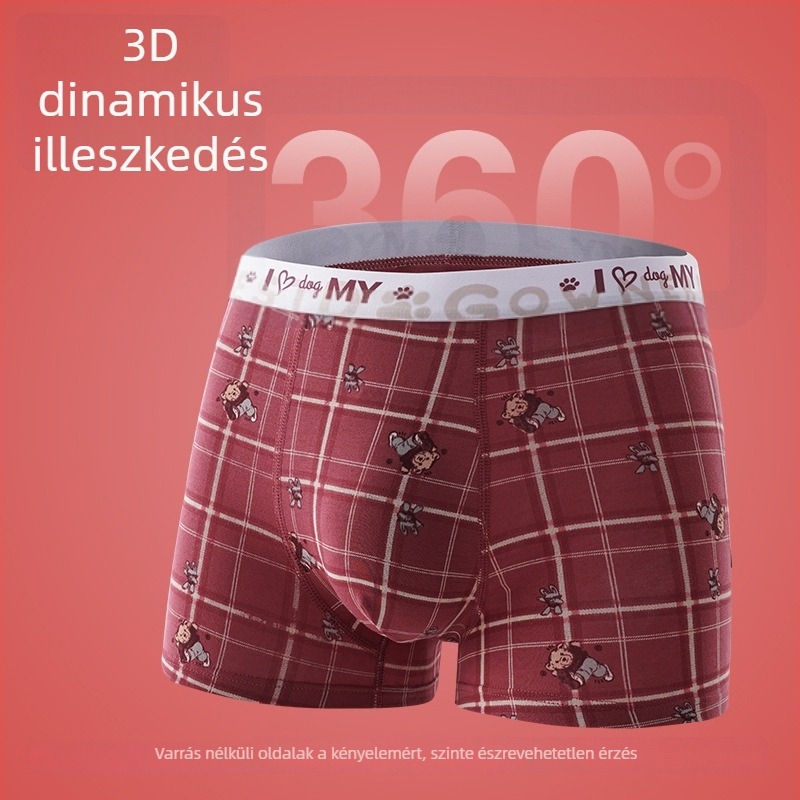 Férfi piros pamut boxeralsó középmagas derekú