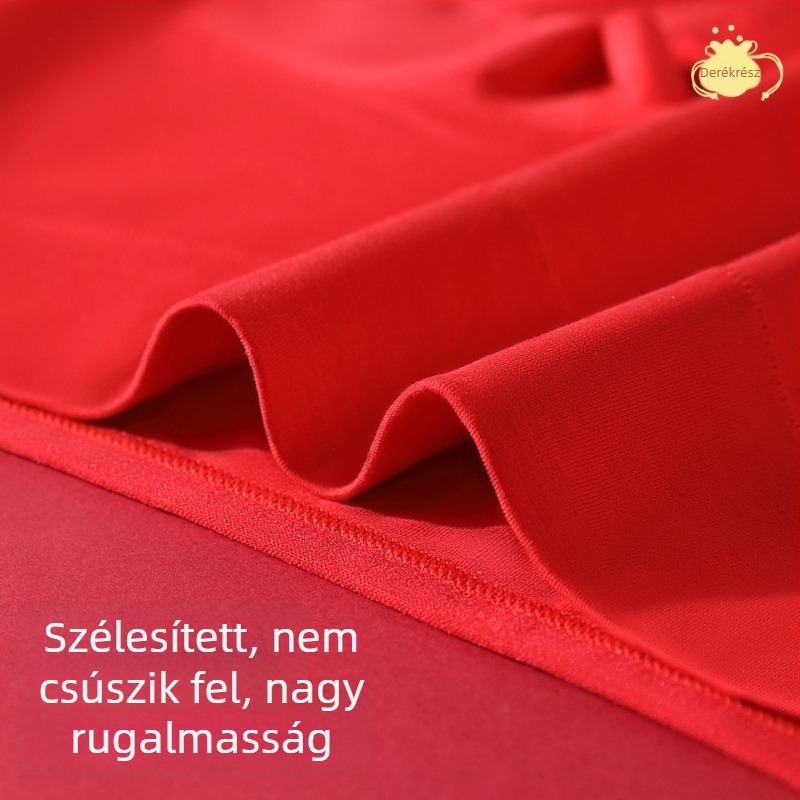 Vörös női magas derekú boxer brief haskontrollal és csípőemeléssel, varrat nélküli, pamut