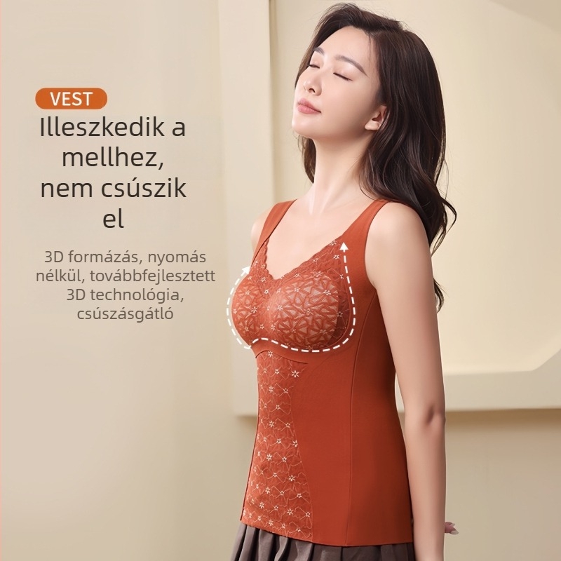 Új, plusz méret Derong bársony termoszvettem, dupla rétegű bolyhos anyag, beépített melltartó párna, vastag alapréteg nőknek