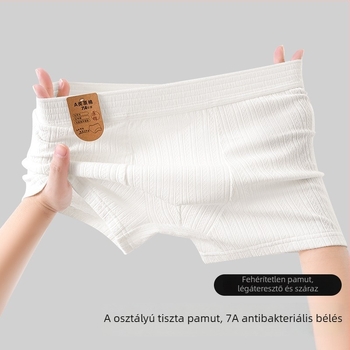 Férfi fehér pamut antibakteriális boxeralsó, lélegző, 100% pamut