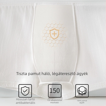 Férfi fehér pamut antibakteriális boxeralsó, lélegző, 100% pamut