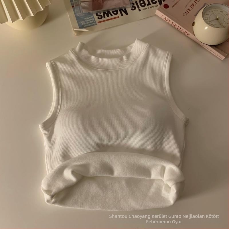 Női ujjatlan fleeces melegítő mellény beépített mellkas párnázattal, őszi-téli viselet