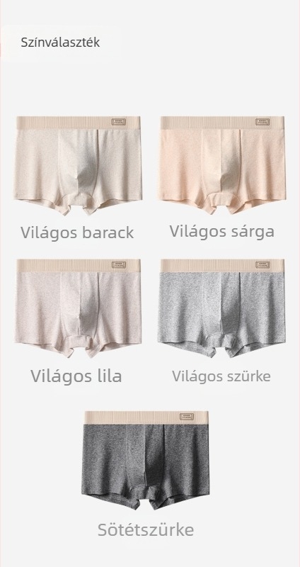 4 darab antibakteriális színes pamut férfi boxeralsó, légáteresztő, nagy méret