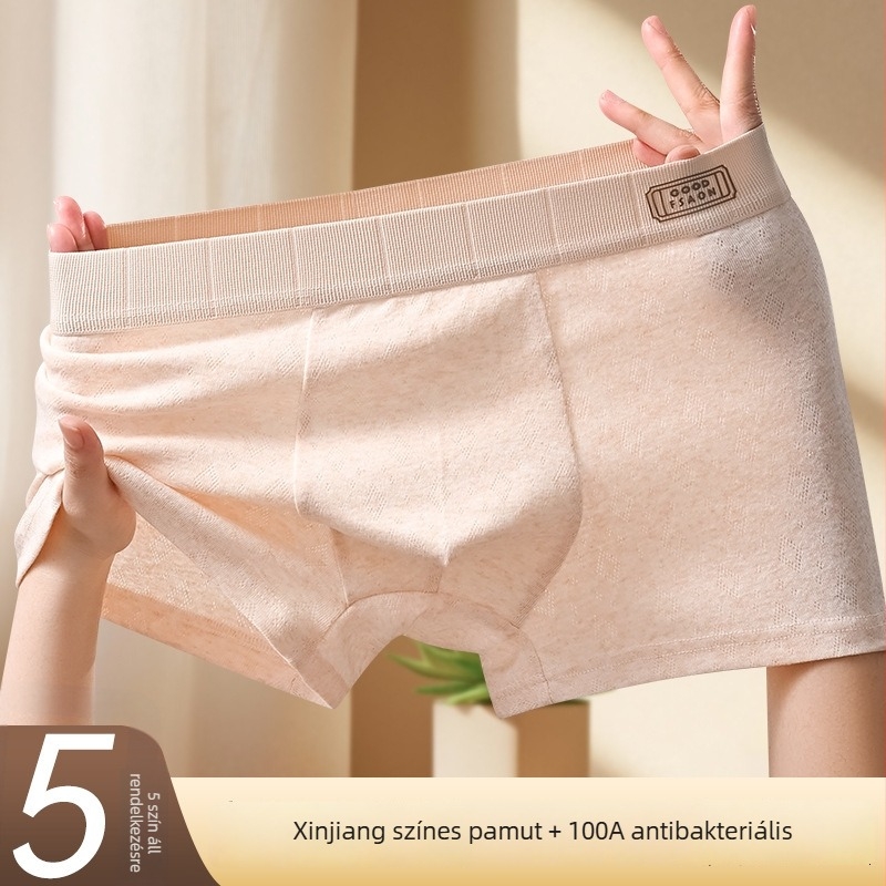 4 darab antibakteriális színes pamut férfi boxeralsó, légáteresztő, nagy méret