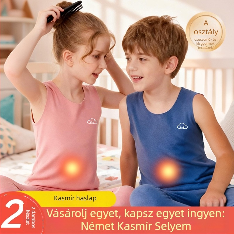 Gyerekek termikus mellény kasmír-selyem anyagból, őszi–téli modell, alsó réteg, uniszex