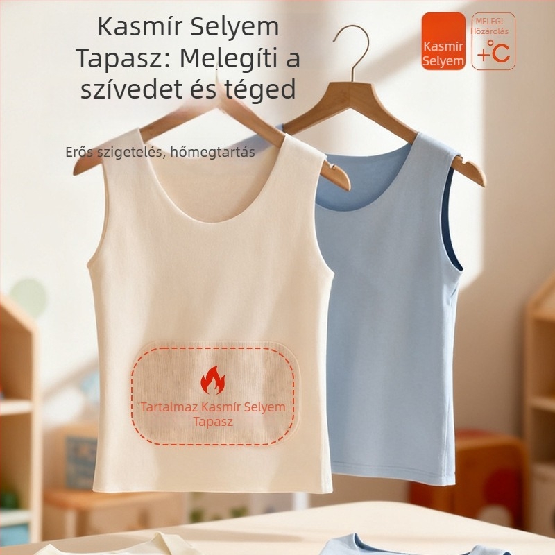 Gyerekek termikus mellény kasmír-selyem anyagból, őszi–téli modell, alsó réteg, uniszex