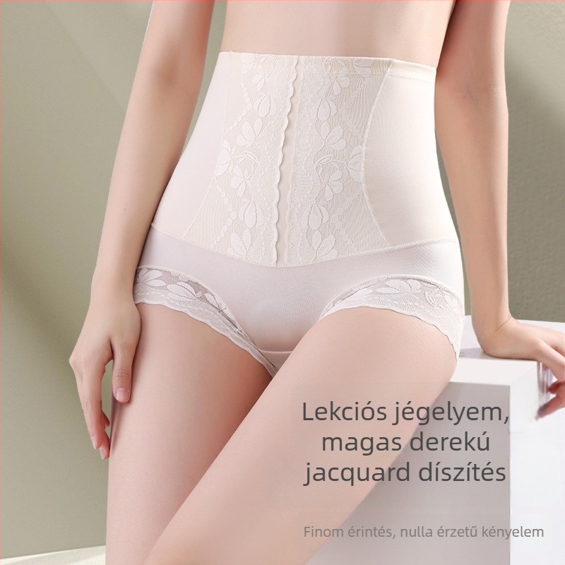 Plusz méretű formázó nadrág nőknek, magas derék, haskontroll, fenékemelés, csipkével, lélegző Ice Silk anyag, szülés utáni viseléshez