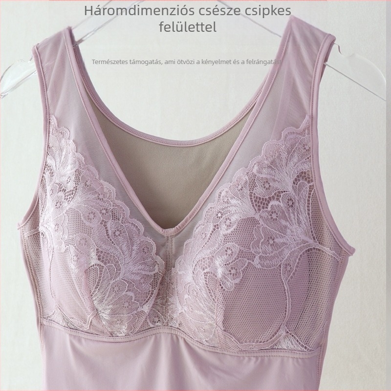 Termikus mellény beépített melltartócsészékkel, duplarétegű poliészter anyag, 201–250 g/m², bársony bélés, nőknek, V-nyakú, pull-over stílus