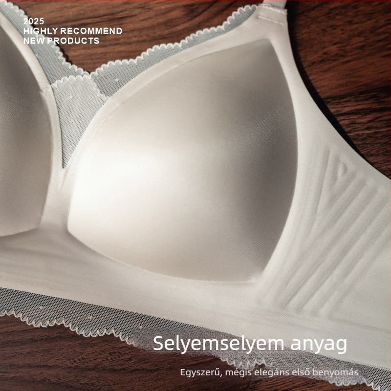 Csipkés háromszögkosaras melltartó, lágy támasz, nylon anyag, vékony formázott kosár, rögzített dupla pántok