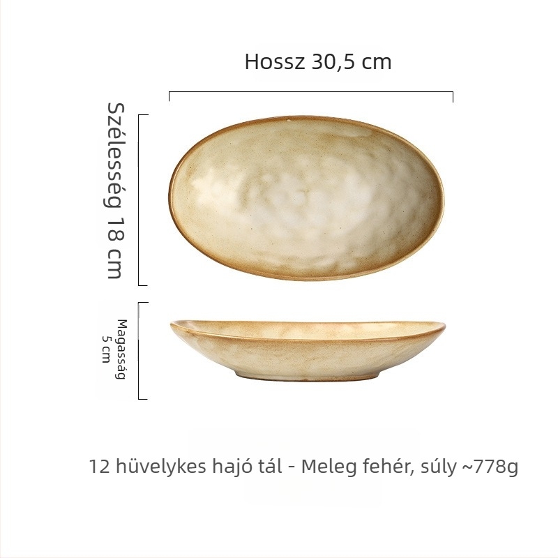 Ovális porcelán tál – szabálytalan alak, japán stílus, aláglazúros szín, logó nyomtatás és testreszabás.