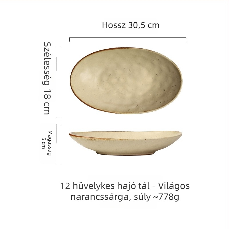Ovális porcelán tál – szabálytalan alak, japán stílus, aláglazúros szín, logó nyomtatás és testreszabás.