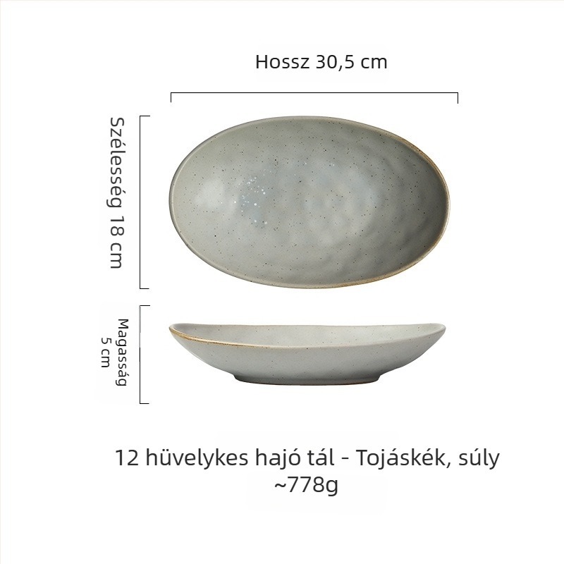 Ovális porcelán tál – szabálytalan alak, japán stílus, aláglazúros szín, logó nyomtatás és testreszabás.