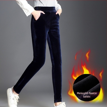 Kétoldalas bársony leggings fleece béléssel, téli, ultranagy vastagság, magas rugalmasság, szoros fazon