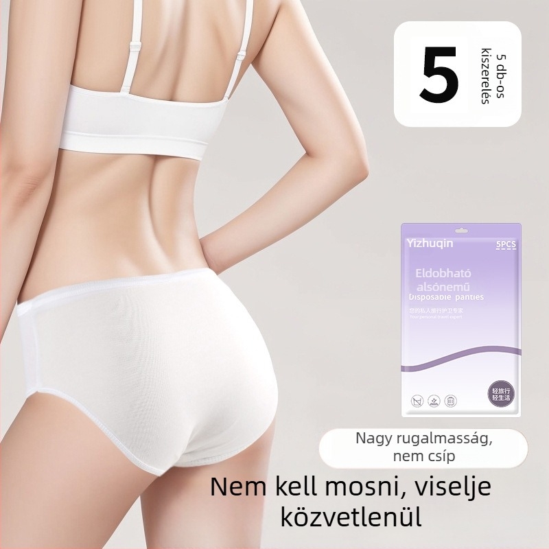 Egyszer használatos női fehérnemű, fehér, lélegző, varrás nélküli, szülés utáni és menstruációs időszakra, utazáshoz
