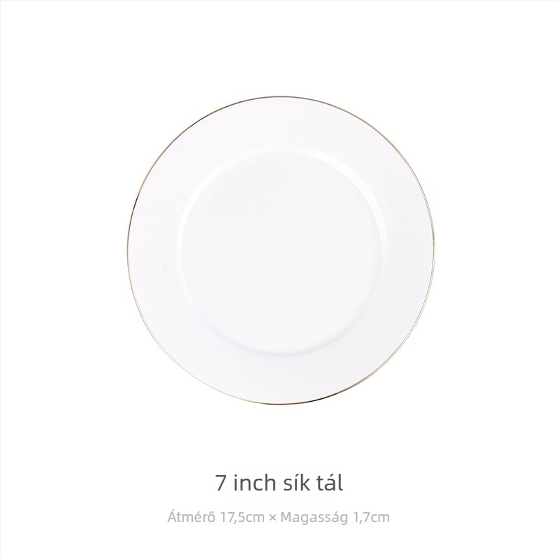 Porcelán reggeliző tányér kör alakú, kézzel rajzolt felülettel, könnyű luxus retro stílus