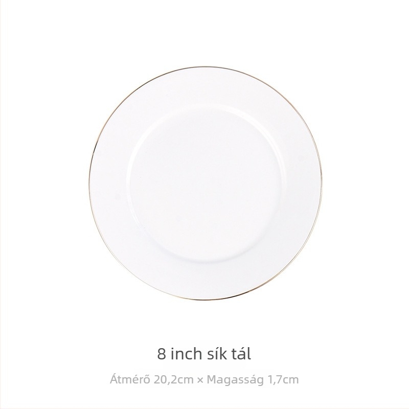 Porcelán reggeliző tányér kör alakú, kézzel rajzolt felülettel, könnyű luxus retro stílus