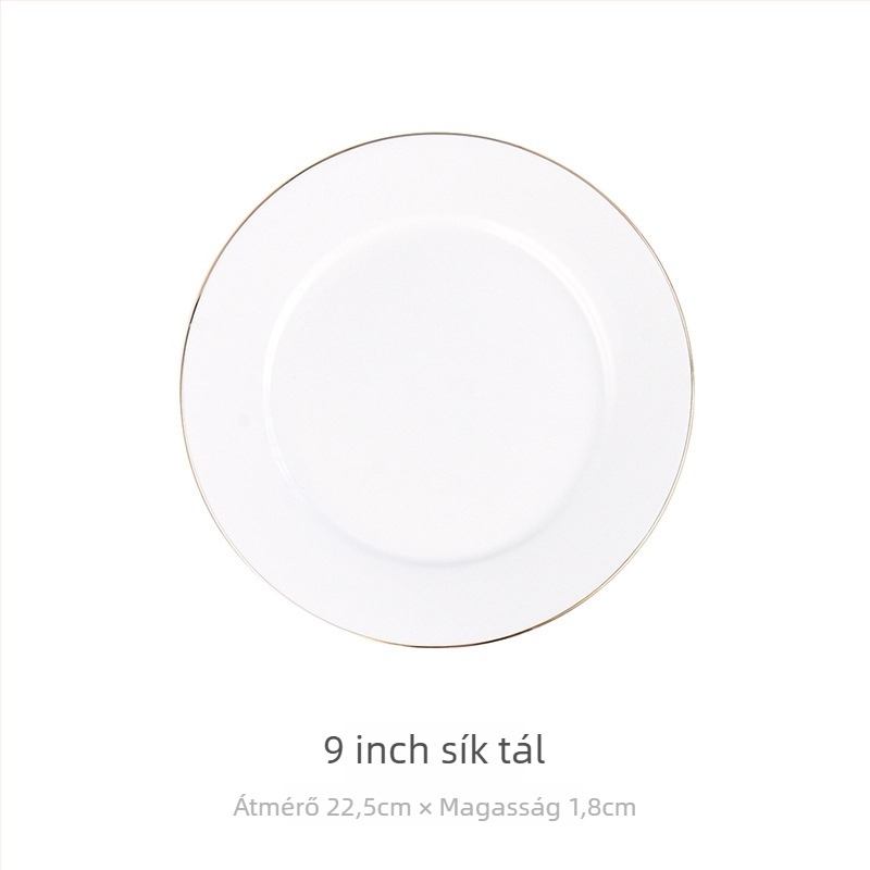 Porcelán reggeliző tányér kör alakú, kézzel rajzolt felülettel, könnyű luxus retro stílus
