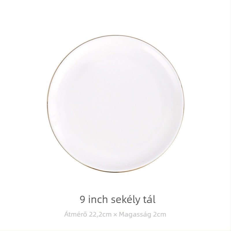 Porcelán reggeliző tányér kör alakú, kézzel rajzolt felülettel, könnyű luxus retro stílus