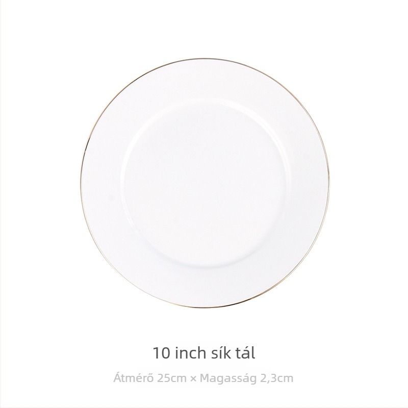 Porcelán reggeliző tányér kör alakú, kézzel rajzolt felülettel, könnyű luxus retro stílus