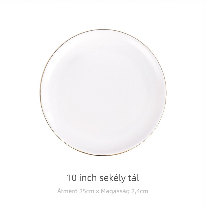 Porcelán reggeliző tányér kör alakú, kézzel rajzolt felülettel, könnyű luxus retro stílus