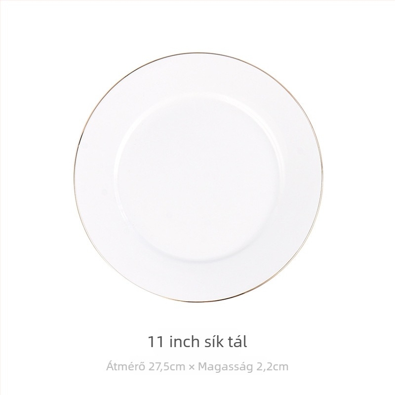 Porcelán reggeliző tányér kör alakú, kézzel rajzolt felülettel, könnyű luxus retro stílus
