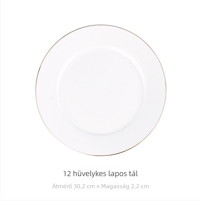 Porcelán reggeliző tányér kör alakú, kézzel rajzolt felülettel, könnyű luxus retro stílus